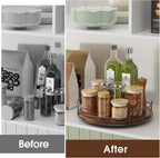 LAMU 2 Pack 9'' 10'' Lazy Susan Turntable Organizer for Table Top Cabinet, Wooden Lazy Susan for Kitchen, Pantry, Countertop, Bathroom Vanity, Spice Organization, Wood Decor