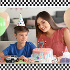13 Pcs Racing Cars Themed Birthday Candles Black and White Race Number 7 Checkered Candle Cake Topper for Racing Car Party Decoration Supplies (Number 7)