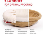 Cotton Rope Banneton Bread Proofing Basket Set, 2 x Round Bread Basket with Liners & Covers for Artisan Bread Baking, Sourdough Bread Baking Supplies