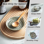 LAUCHUH Spoon Rest for Stove Top, 5 inch Ceramic Spoon Holder for Kitchen Countertop Large Spatula Holder for Ladle, Spoons or Tong, Farmhouse Decor, Special Gray