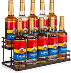 10 Bottle Capacity Coffee Syrup Organizer 2 Tier Coffee Syrup Stand Shelf for Coffee Bar Kitchen Small Wine Rack for Bar Family Storage for Syrup Wine Dressing