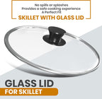 Utopia Kitchen Saute Frying Pan 12 Inch, Cast Iron Chefs Pan, Pre Seasoned Cast iron Skillet With Lid, Safe Grill Cookware for Indoor & Outdoor Use, Black