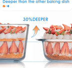 NUTRIUPS 2.6QT Deep Glass Baking Dish with Lid,（9×7in ）Deep Rectangular Glass Baking Dish for Oven