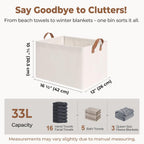 StorageWorks Storage Bins, Shelves Baskets for Organizing, Large Fabric Closet Organizers with Handles, Metal Frame, Natural Color, 2-Pack