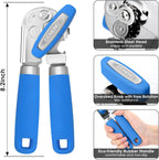 Beneno Can Opener Manual with Magnet, Hand Held Heavy Duty Can Opener with Durable Sharp Blade Smooth Edge, Big Effort-Saving Knob, Soft Grip Rubber Handle, Multifunctional Bottle Opener, Klein Blue