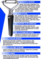 DALSTRONG Razor VX - Y Peeler - High Carbon Stainless Steel - Non Slip G10 Handle - Fine, Serrated & Julienne Blades Set - Premium Vegetable, Fruit, Potato Peeler for Kitchen