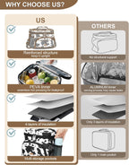 Lunch Box for Man Women, Insulated Lunch Bag Cooler Bag Leakproof Lunchbox Lunch Tote Bags with Removable Strap for Work School Picnic Travel (Cowprint/12L