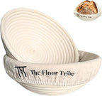 Banneton Bread Proofing Basket: Banneton Basket Set of 2, 9 inch Sourdough Proofing Basket Round Proofing Bowls Handmade Rattan baskets w Linen liners for Dough Proofing, Sourdough Bread Making Kit