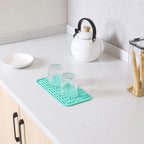 Silicone Dish Drying Mat for Multiple Usage,Easy clean,Eco-friendly,Heat-resistant Silicone Mat for Kitchen Counter or Sink,Refrigerator or Drawer Liner Mint S 12 inches x 6 inches