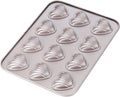 CHEFMADE Madeleine Mold Cake Pan, 12-Cavity Non-Stick Heart-shaped Shello Madeline Bakeware for Oven Baking (Champagne Gold)