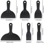 6 Pack Plastic Putty Knife, Durable Plastic Scraper Tool with No-Slip Grip for Spackle, Spreader, Non Scratch and Easy Cleaning Spackle Knife, Putty Knife Set, Black