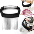 Onion Slicer with Protective Cover - Stainless Steel Cutter for Slicing Tomatoes, Potatoes, Avocados - Multiuse Vegetable Chopper and Meat Tenderizer