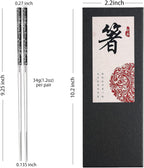 Stainless Steel Chopsticks 2 Pairs: Metal Titanium Plated Chopstick Set,Dishwasher Safe,Non-Slip,Laser Engraved,Gift Box Packaging,Japanese Chinese Korean chop Sticks for Cooking Eating