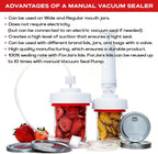 FORJARS Jar Vacuum Sealer Accessory Set for Mason Jars - Compatible with Regular and Wide Mouths, Cordless Pump for Portable Manual Hand Sealing, no electric. Vacuum Sealer with Plastic Lids