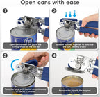 Can Opener Manual, UHIYEE Hand Held Manual Can Openers Heavy Duty with Smoother Cut Sharp Blade, Manual Hand Can Open with Soft Handle, Easy to Turn Knob, Magnetic Lid Lifter, Blue