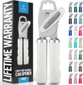 Zulay Kitchen Heavy Duty Stainless Steel Can Opener Manual with Bottle Opener - Rust Proof Manual Can Opener With Turn Knob & Soft Grip Handles
