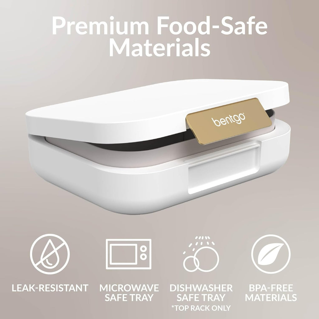 Bentgo Modern - Adult & Teen Bento Lunch Box; 3-4 Compartments, Leak-Resistant, 5.5 Cup Capacity/44 fl oz, Improved Locking Clips, Reusable, BPA-Free, Dishwasher/Microwave Safe Tray (White)