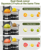 Electric Citrus Juicer, Dual-Head Orange Juicer Squeezer with Power Cord, Portable Juicer with Cleaning Brush for Lemon, Grapefruit, High Juice Yield, One Touch Operation, Easy to Clean