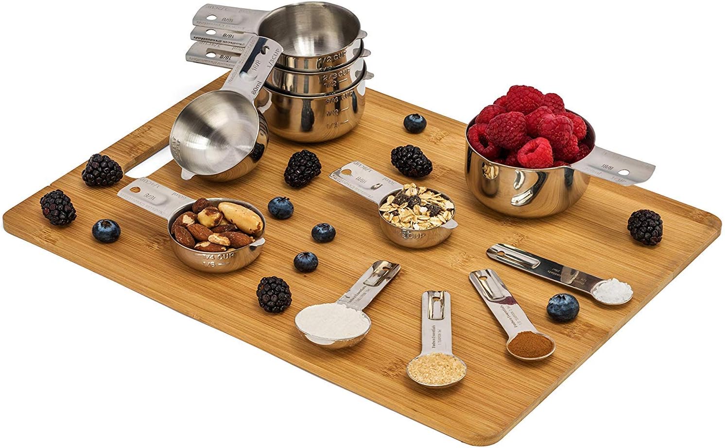 Hudson Essentials Stainless Steel Measuring Cups and Spoons Set - Stackable Set with Spout (11 Piece Set)