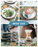 AMOAMI Coffee Mat Hide Stain Rubber Backed Absorbent Dish Drying Mat for Kitchen Counter - Fits Under Coffee Maker or Machine - Floral GREEN 17x31.5