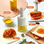 Glass Oil Dispenser with Heat Resistant Brush,Oil Dispenser Bottle with Silicone Pastry Brush for Kitchen,Cooking Vinegar and Sauce BBQ Grill Frying (Oil Dispenser-White)