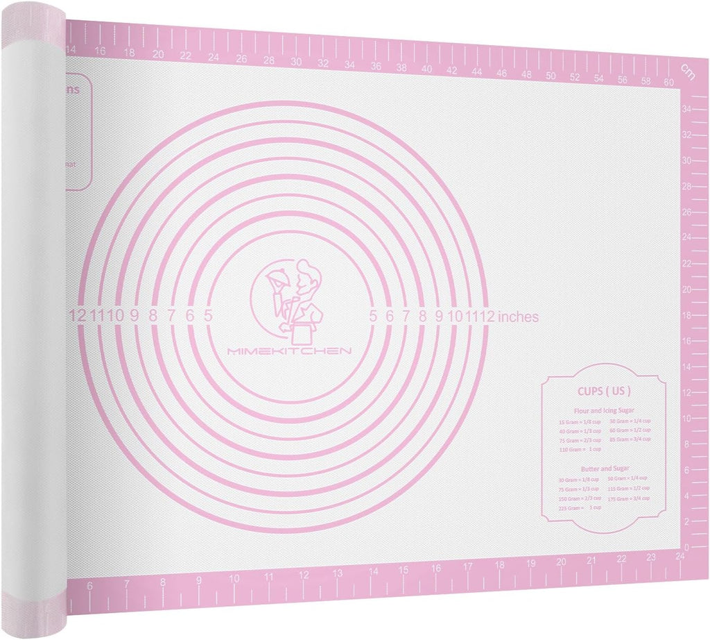 Silicone Pastry Mat for Dough Rolling, Extra Large Silicone Baking Mat with Measurements, Baking sheet for Cookies Fondant Pie Crust, Countertop Protector