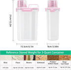 TBMax Rice Container 2 Pack 5 Lbs Cereal Container Storage, Kitchen Pantry Food Storage Holder with Cup, Small Pet Dog Cat Food Container -Pink