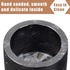 Marble Salt Cellar with Lid & Spoon, 11oz Salt and Pepper bowls, Handcrafted from Natural Marble, Smooth Inside (Black)