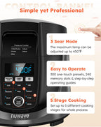 Nuwave Duet Air Fryer and Electric Pressure Cooker Combo with 2 Switchable Lids, 300 FoolProof One-Touch Presets, Crisp&Tender Tech, 6QT Heavy-duty Stainless Steel Pot, 15+ Safety Features