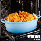 Enameled Cast Iron Oval Dutch Oven, 7 qt Oval Dutch Oven Pot with Lid and Dual Handles for Braising, for Braising, Broiling, Bread Baking, Frying, Light Blue