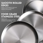 Thenshop 8 Pieces 12 Inch Pizza Pans Bulk Stainless Steel Sets Round Bakeware Pizza Trays for Oven Kitchen Baking Home Restaurant Picnics Holiday Activities Safe Sturdy Reusable Easy Clean(Silver)