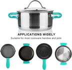 4 Pcs Non-Slip Silicone Hot Handle Holder & Assist Grips, Potholder for Cast Iron Skillets, Heat Resistant Handle Cover Sleeve for Frying Pans, Casserole, Cookware Handles, Lake Blue