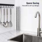 Tomorotec Stainless Steel Roll-Up Dish Drying Rack Marble Color Silicone Edges, Foldable Kitchen Rack Heat Resistant Trivet Supports up to 70 lbs, Food Safe for Dishes, Cookware & More