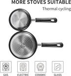 Nonstick Saucepan Set with Lid, Non Stick 1Qt & 2Qt Sauce Pan Set with Glass Lid Small Pot for Home Kitchen