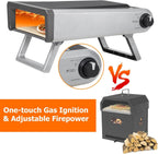 12" Portable Propane Pizza Oven - Heats to 950°F in 15 Mins, Cooks in 60 Secs - With Pizza Stone for Backyard, Camping & Outdoor Kitchen