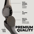 Zulay Kitchen Premium Garlic Press Set – Rust Proof & Dishwasher Safe Garlic Mincer Tool with Silicone Garlic Peeler & Brush, Easy Squeeze & Clean, Ergonomic Soft Grip Handle - Medium – Dark Gray