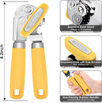 Beneno Can Opener Manual with Magnet, Hand Held Heavy Duty Can Opener with Durable Sharp Blade Smooth Edge, Big Effort-Saving Knob, Soft Grip Rubber Handle, Multifunctional Bottle Opener, Yellow