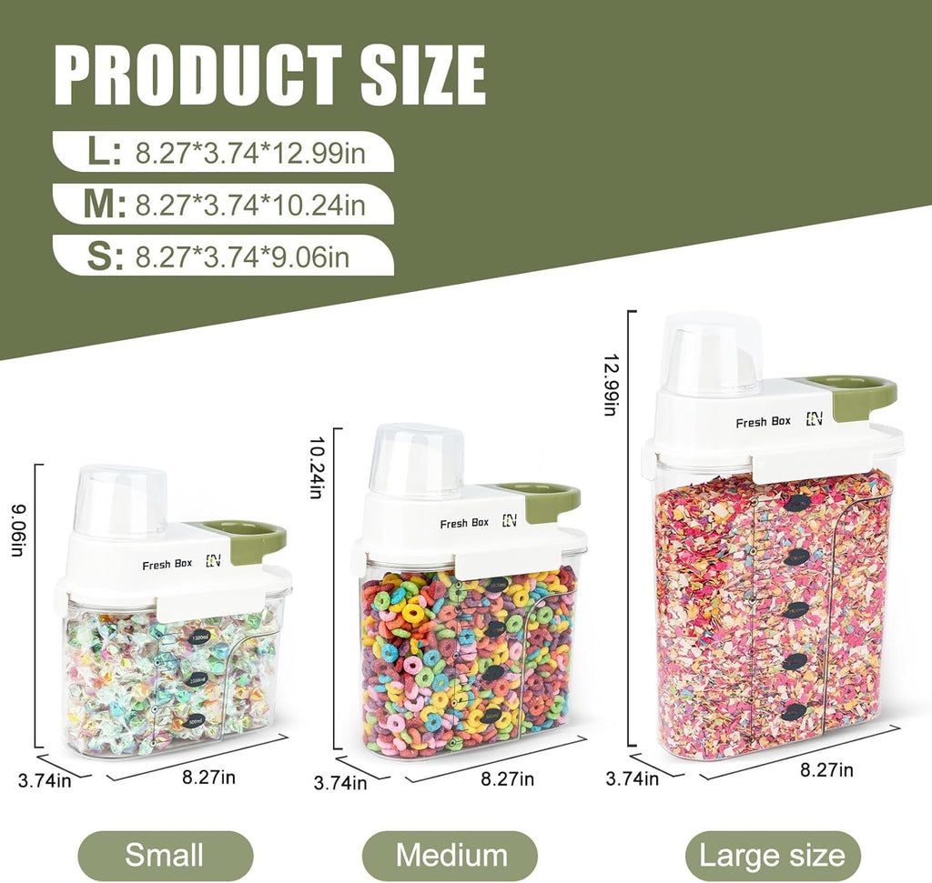 Cereal Storage Container 2Pack,85oz/2.5L Airtight Food Storage Containers With Lids,Organizers Storage With Measuring Cup for Beans,Sugar,Rice,Nuts,Snacks,Pet Food,Candy