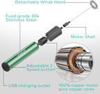 Milk Frother, Rechargeable Battery Operated Frother for Coffee,Portable Drink Mixer with 2 Stainless Steel Whisk Heads,Milk Foamer for Keto Coffee, Latte, Cappuccino, Hot Chocolate,Light Blue