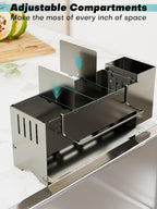 Sponge Holder for Kitchen Sink, Space-Saving Sink Caddy with Brush Holder, Kitchen Countertop Organizers and Storage Essentials