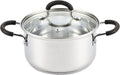Cook N Home Stainless Steel Stock Pot with Lid 3 Quart, Cooking Sauce Pot Casserole Pan Saucier, Induction Compatible, Dishwasher Safe With Stay-Cool Handles, Silver