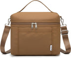 NOL Natural Organic Lifestyle Insulated Lunch Bags for Women Cooler Bag Lightweight Nylon Waterproof Lunch Box For Work (Medium(normal),Brown