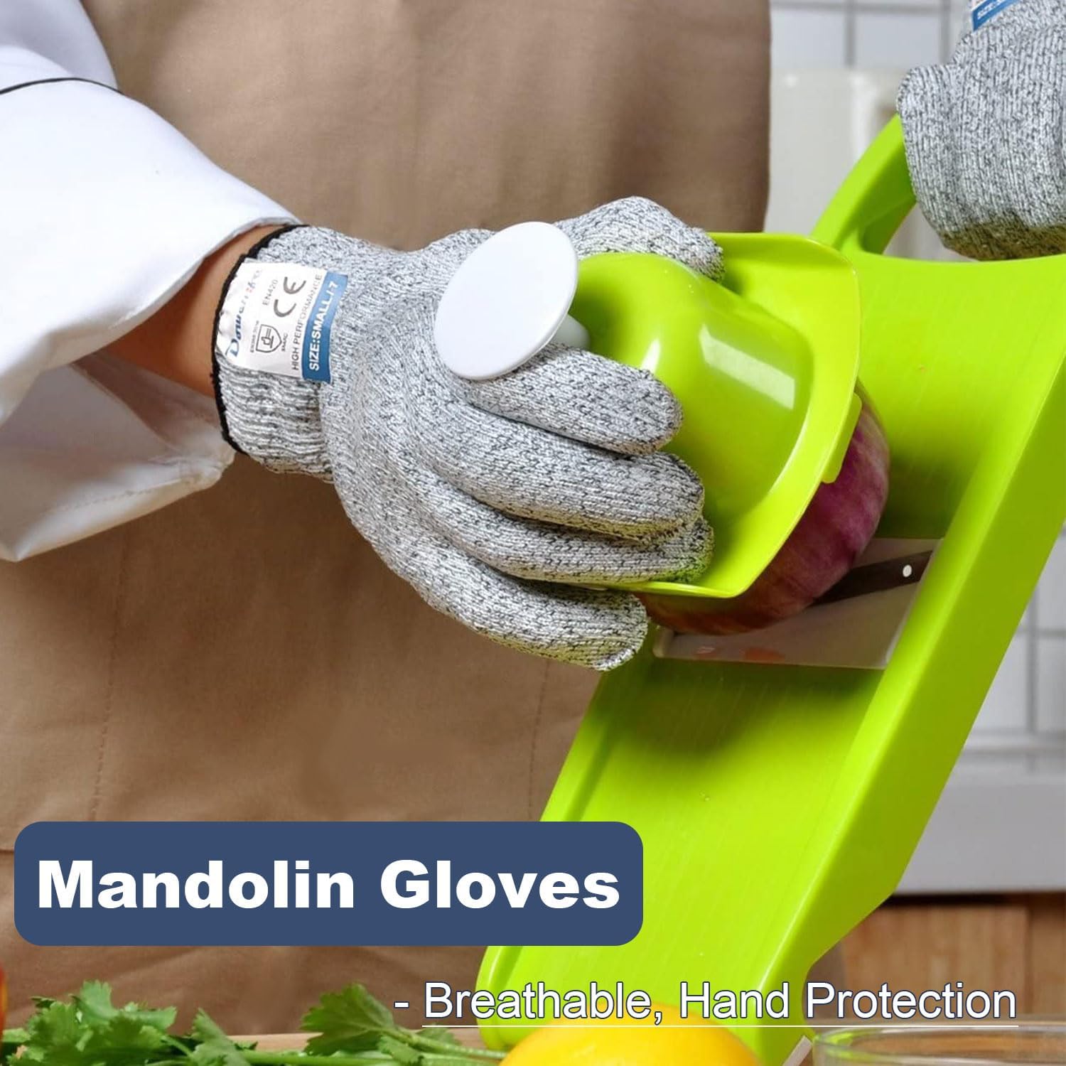 Dowellife Cut Resistant Gloves Food Grade Level 5 Protection, Safety Kitchen Cuts Gloves for Oyster Shucking, Fish Fillet Processing, Mandolin Slicing, Meat Cutting and Wood Carving. (Medium-2 Pairs)