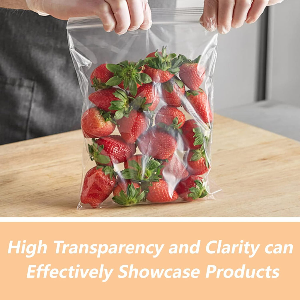 12" x 18"(100 Count) Large Zip Plastic Poly Bags - 2 Mil Clear Reclosable Zipper Bags for Prints, Photos, Documents, Clothing, T-Shirt, Storage