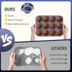 2 Pack 12 Cups Silicone Muffin Pan with Metal Reinforced Frame Regular Size Silicone Molds Cupcake Cake Baking Pans Baking Cupcake Mold Best Baking Pans Tart Pan Sheet Set Reusable Cupcake Liners