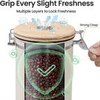 Veken Coffee Canister, 39OZ Large, Airtight Stainless Steel Food Storage Container for 2.2lbs Coffee Beans, Ground, Sugar, Tea, Flour, Rice, Cereal, Cookies Jars, Bar Accessories & Gifts, Cream