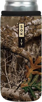 Sok It CanSok Sleeve for Beer & Soda Insulated Neoprene Cover (RealTree Edge Camouflage, 12oz Slim Can Sleeve)
