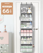 STORAGE MANIAC Over the Door Organizer Large Capacity Hanging Organizer, Clear Deep Pockets Behind Door Closet Organizer and Storage for Nursery, Bathroom, Bedroom, Pantry, 1 Pack Grey