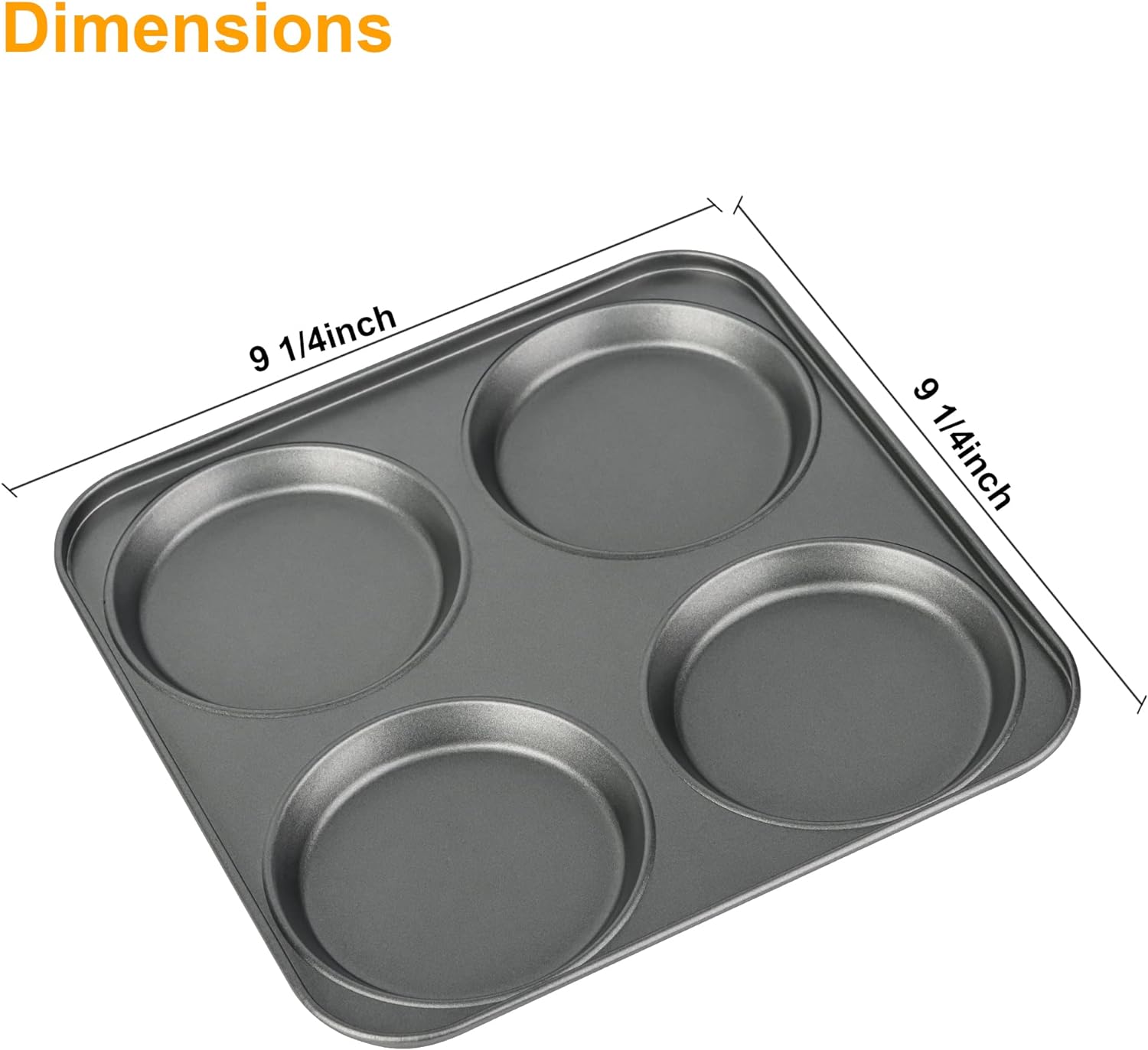 Tiawudi Muffin Top Pan, 4-Cup Hamburger Bun Pan, Large Whoopie Pies Pan, Non-Stick Bakeware for Eggs, Cornbread, Small Cake Layers and Drop Cookies, Set of 3