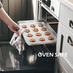 3Pack Cookies Sheets for Baking, Leonyo Stainless Steel Baking Sheets Pans, 1Inch Deep Metal Quarter Sheet Pan Tray for Cookies, Dishwasher Safe